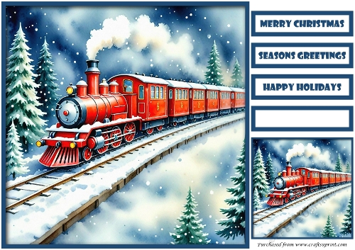 Snowy Christmas Train Quick Card