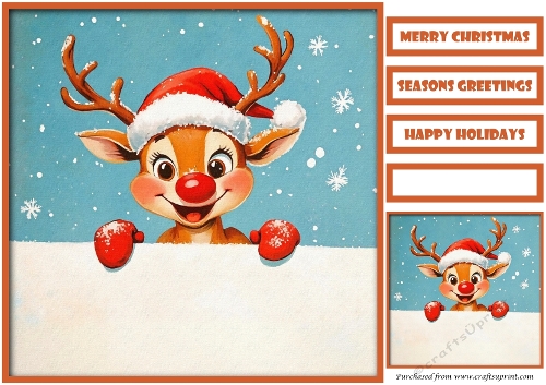 Cute Christmas Reindeer Quick Card
