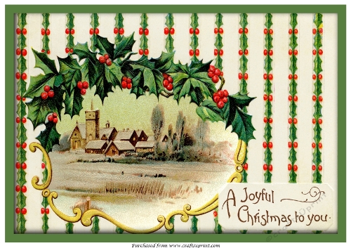 Vintage Joyful Christmas A4
