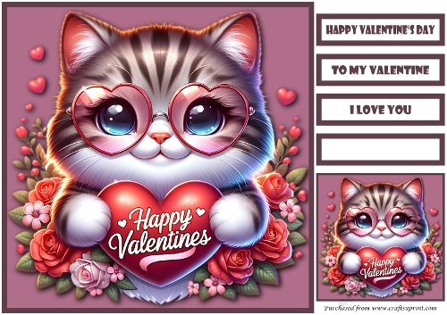 Valentine Cat Quick Card
