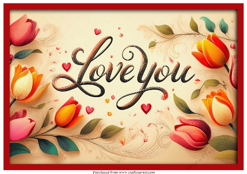 Love You Valentine Card A4