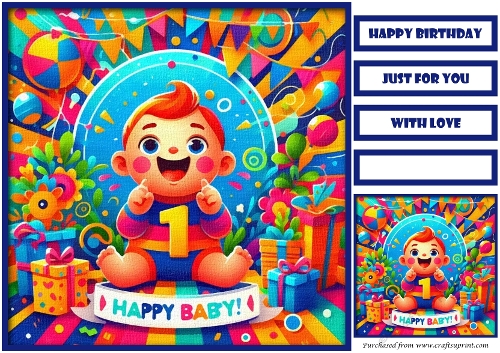 Toddler Boy One Year Old Quick Card I