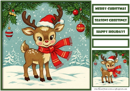 Cute Christmas Animals Quick Card 1
