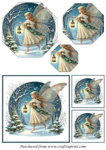 Christmas Fairy with Lamp Octagon Pyramid