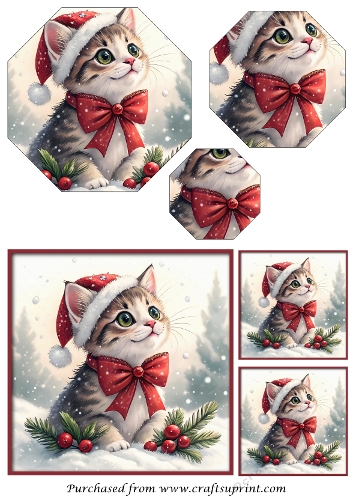Christmas Cat Cute Octagon Pyramid