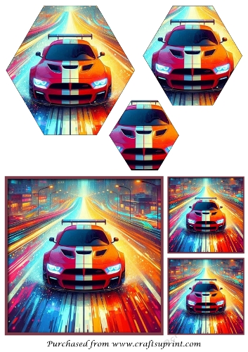 Birthday Male Car Hexagon Pyramid V