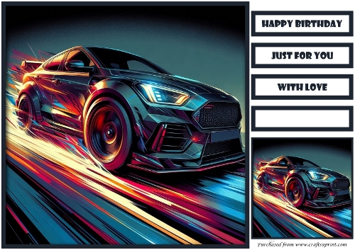 Birthday Male Car Quick Card XV