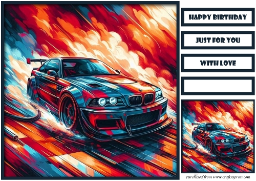 Birthday Male Car Quick Card XIX
