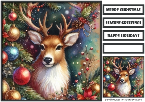 Christmas Reindeer and Tree Quick Card 1