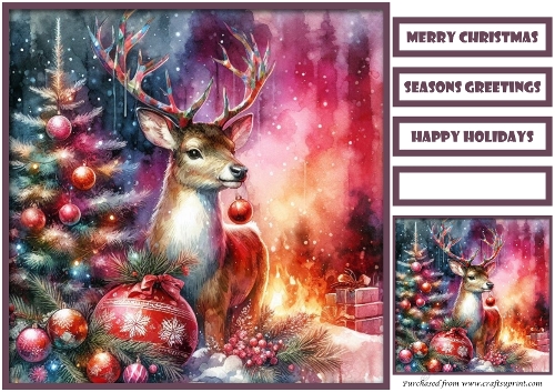 Christmas Reindeer and Tree Quick Card 2