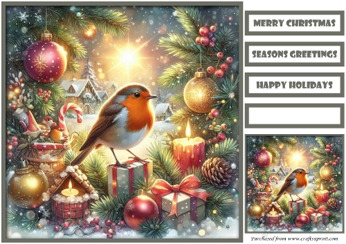 Christmas Cute Robin Quick Card 2