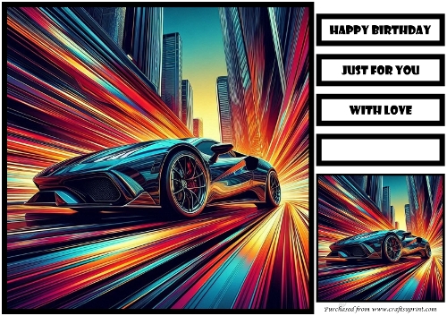 Birthday Male Car Quick Card 7