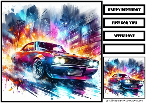 Birthday Male Car Quick Card 26