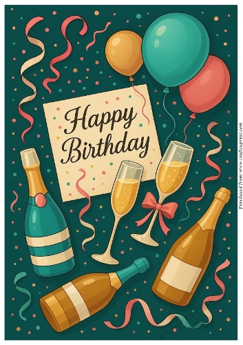 Birthday Celebration With Champagne A4