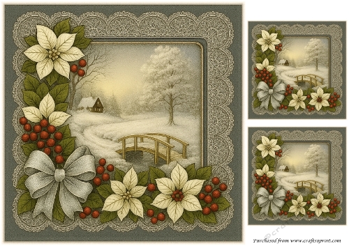 Snowy Christmas Scene Quick Card 1