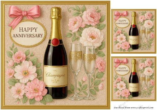 Happy Anniversary Champagne Quick Card
