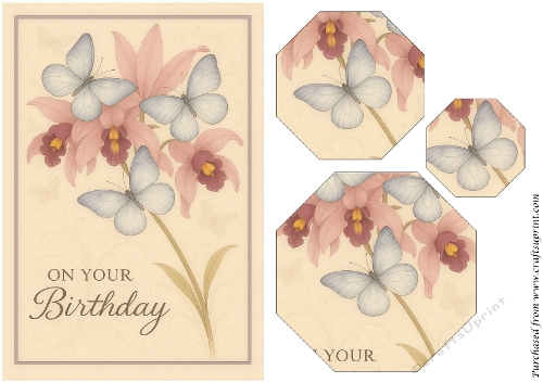 Butterflies and Orchids Octagon Pyramid