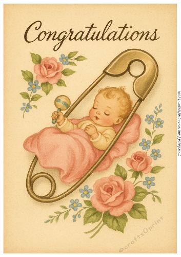 Vintage Baby Congratulations A4