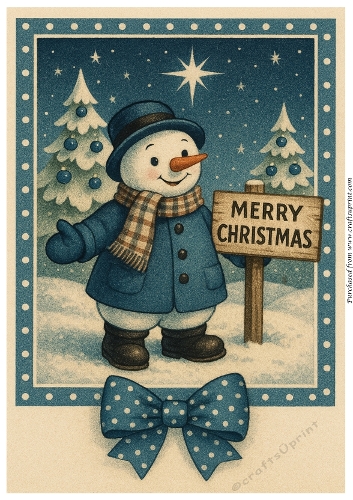 Merry Snowman Christmas A4