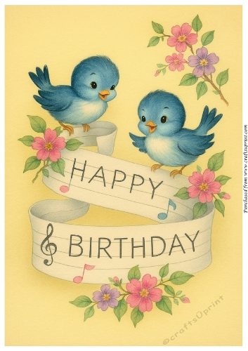 Birthday Bluebirds A4