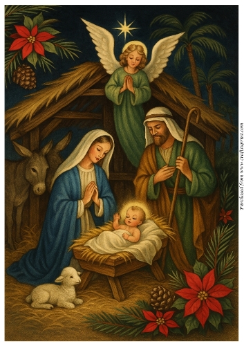 Blessed Christmas Nativity Scene A4
