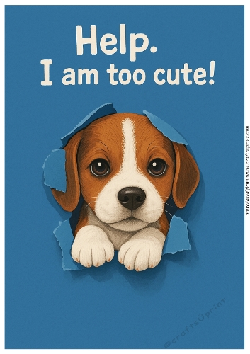 Puppy Bursting Through for Birthday A4