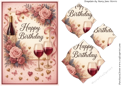 Birthday Wishes With Wine And Roses Splendid Pyramid