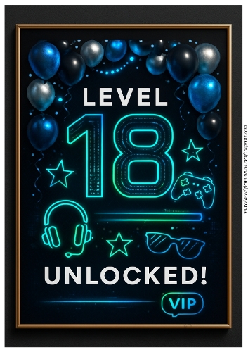 Gamers 18th Birthday A4