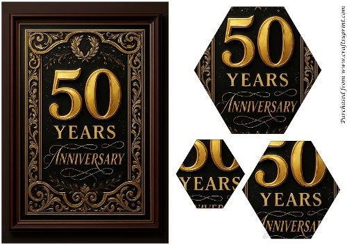 Golden Anniversary Hexagon Pyramid