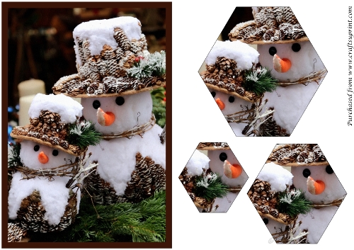 Christmas Snowmen Family Hexagon Pyramid