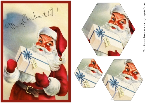 Santa Claus with Gift Hexagon Pyramid