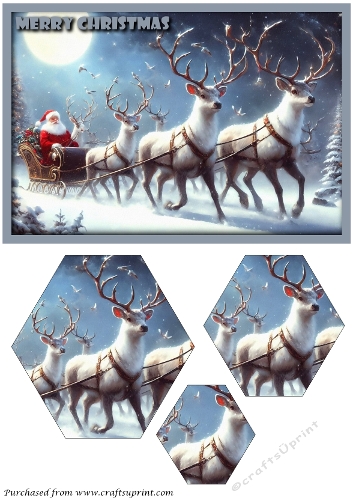 Santa and his Reindeers Hexagon Pyramid 1
