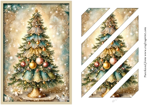 Christmas Tree Snowy Oblique Panels