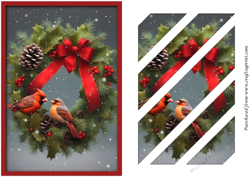 Christmas Wreath with Birds Oblique Panels