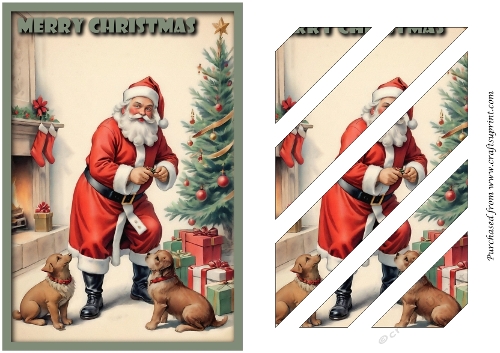 Santa and Puppies Oblique Panels
