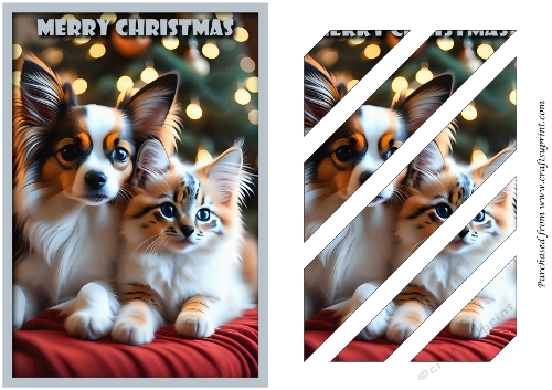 Christmas Cat and Dog Oblique Panels