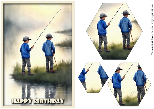 Boys Fishing Hexagon Pyramid