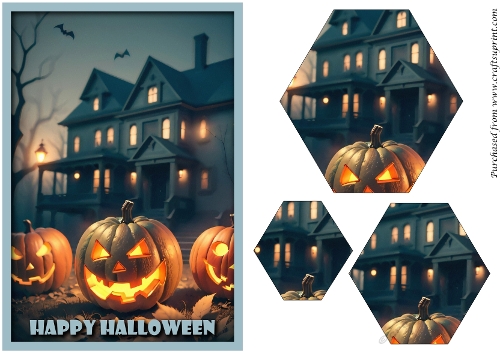 Halloween Haunted House Hexagon Pyramid 4