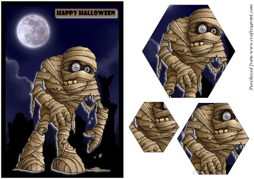 Halloween Mummy Hexagon Pyramid