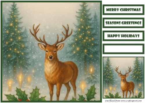 Christmas Deer in the Forest Quick Card