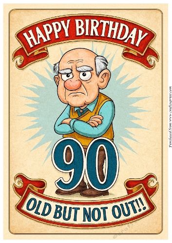Funny Male Birthday Card A4 – 90th