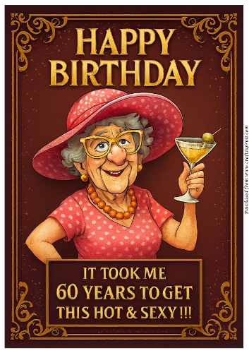Funny Female Birthday Card A4 – 60th