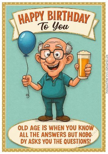 Funny Male Birthday Card A4