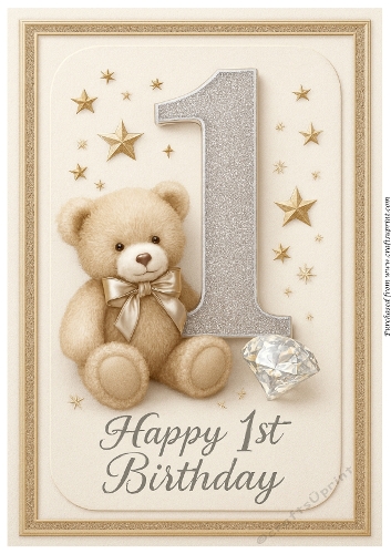 Birthday Age Card A4 - 1st