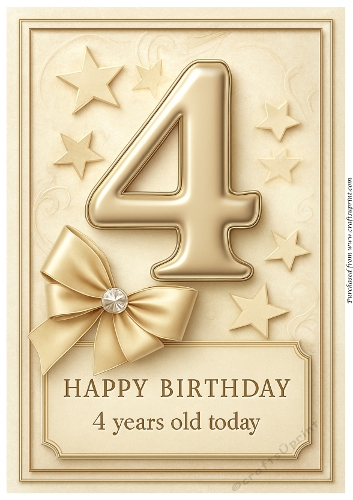 Birthday Age Card A4 – 4th