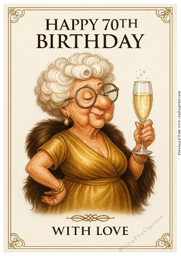 Funny Female Birthday Card A4 – 70th With Love
