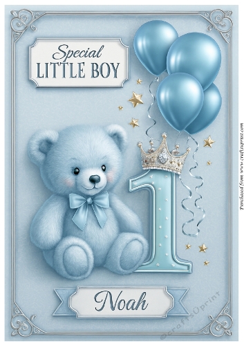 Birthday Age Card A4 – 1 – Baby Boy Noah