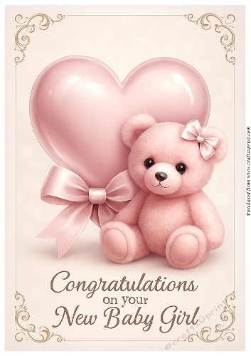 Congratulations on your New Baby Girl A4