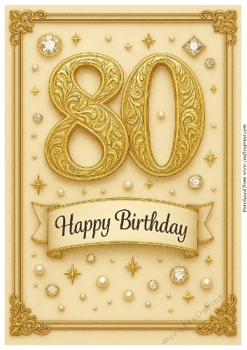 Birthday Age Card A4 – 80th
