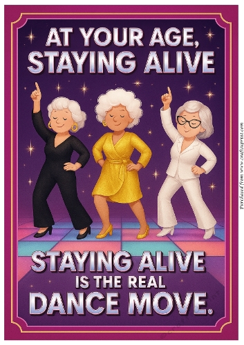 DD DISCO FUNNY FEMALE BIRTHDAY A4 3